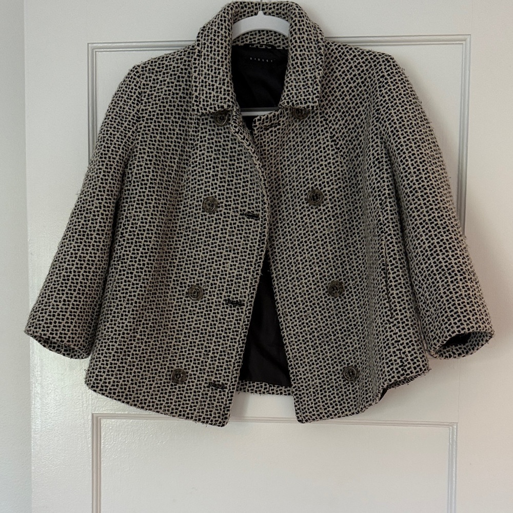 Sisley Black and White Textured Peacoat